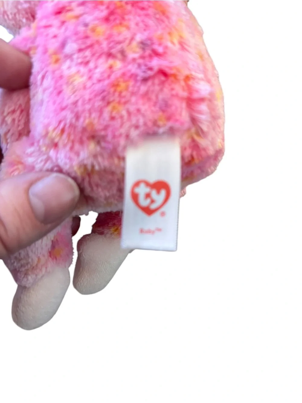 Ty Beanie Boos Ruby Pink Monkey Plush Glitter Eyes w/ Tags EUC